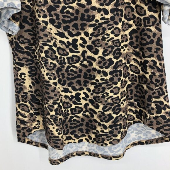 Amaryllis  Cheetah Print Short Cuffed Sleeve Round Neck Shirt size 1x - Picture 15 of 15